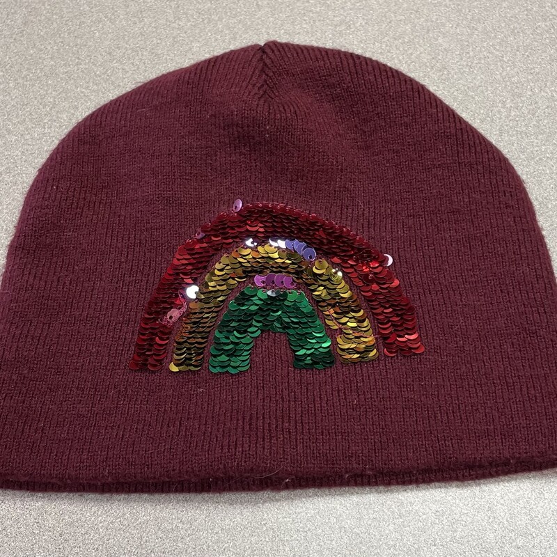 Sequin Knit Hat, Burgundy, Size: 6Y