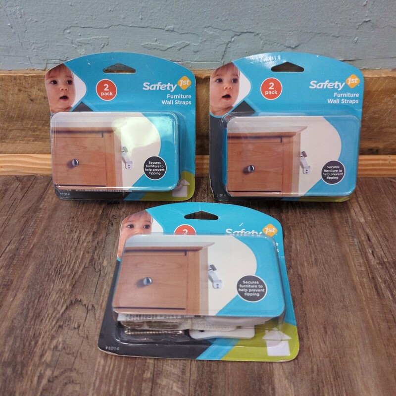 NEW Safety 1st Wall Strap, White, Size: Baby Gear

3 packages, unopened, with 2 wall straps each