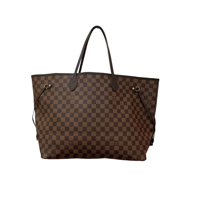 Louis Vuitton Damier Neverfull<br />
Coated Canvas<br />
Red Interior<br />
Like New<br />
Year: Microchip<br />
<br />
Size: GM<br />
Dimensions:<br />
15.7 x 13 x 7.9 inches<br />
(length x Height x Width)