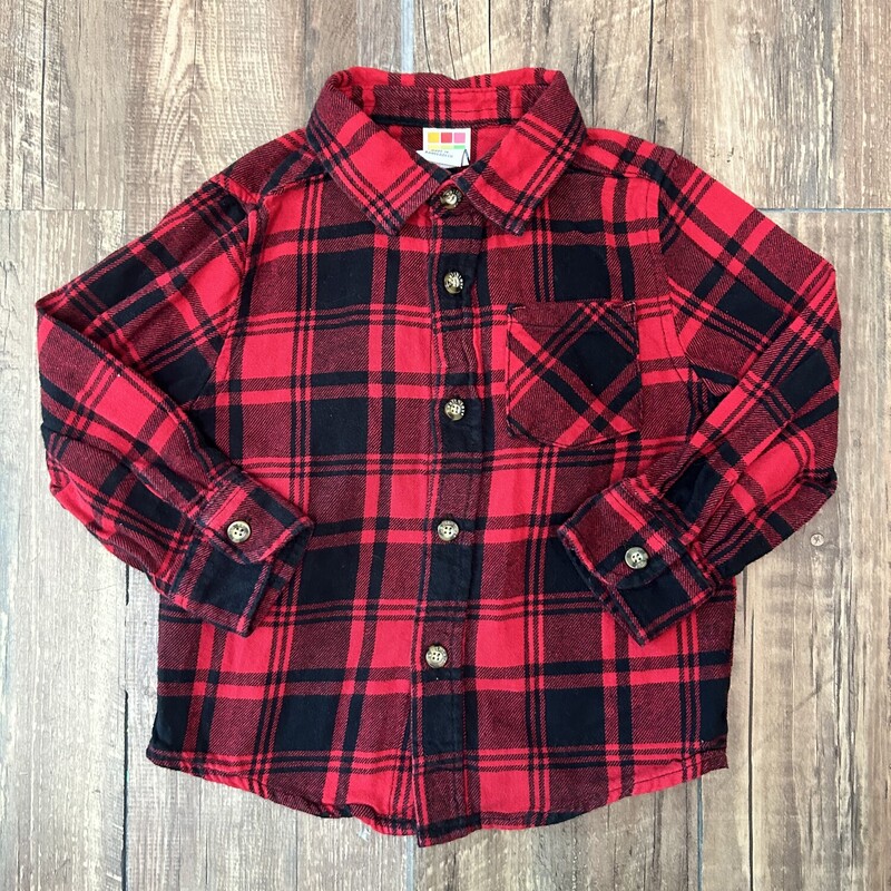 Healthtex Plaid Button Up, Red, Size: Toddler 3t