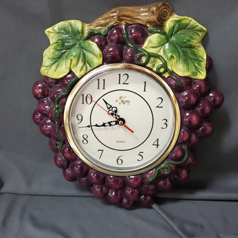 Grape Clock, Size: 15H