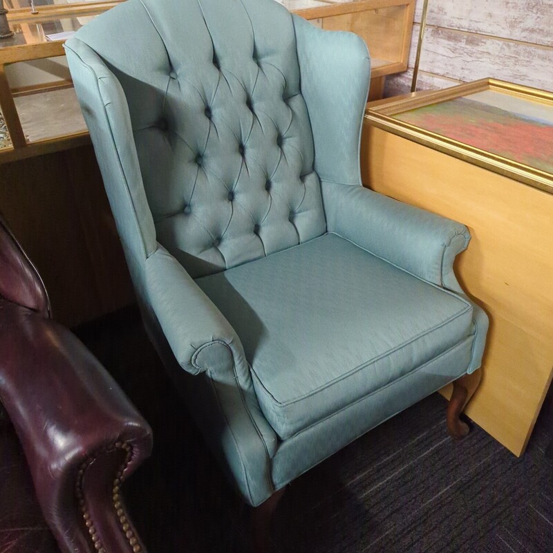 Tufted wingback chair. 29in wide.