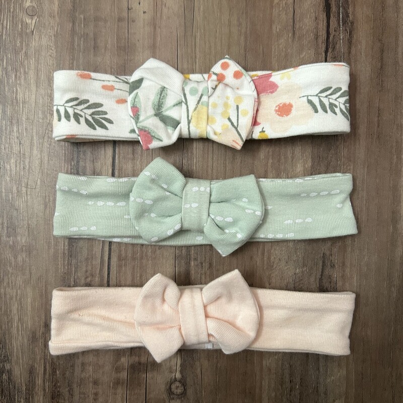3pk Knit Bow Headbands, Blush, Size: Baby O/S