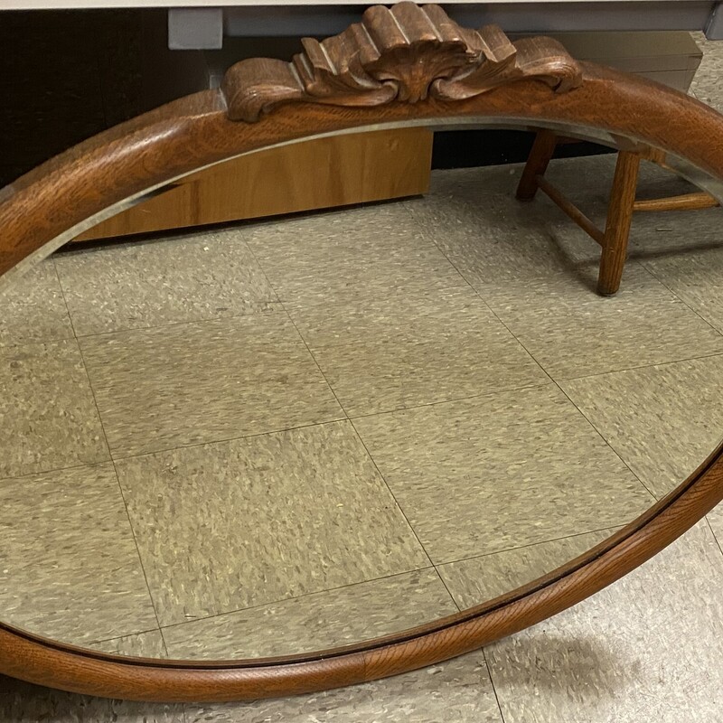Vintage Wood Oval Mirror