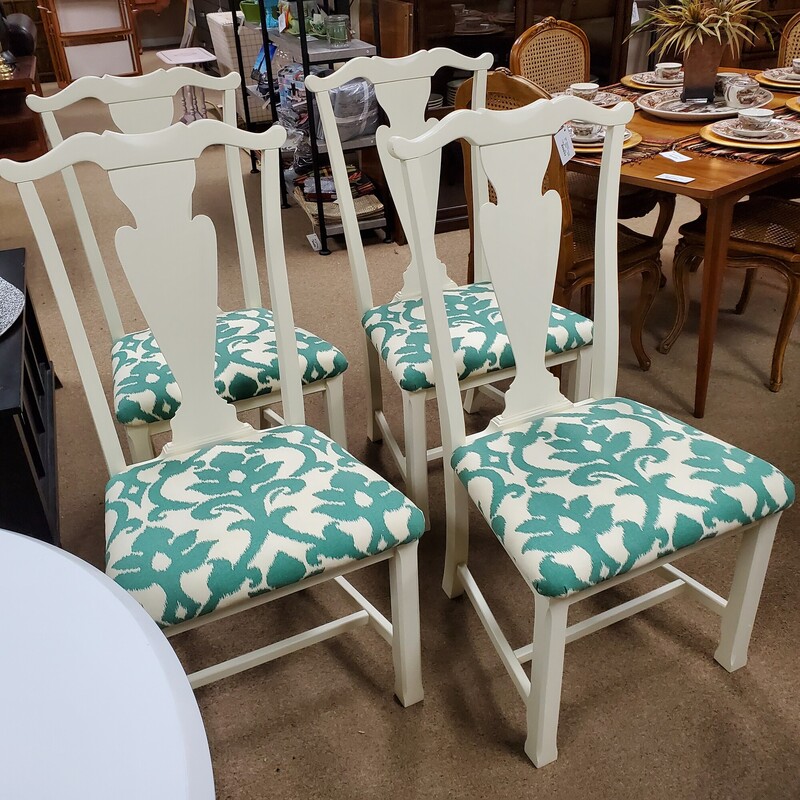 Set/4 Painted Chairs, White, Size: 22W