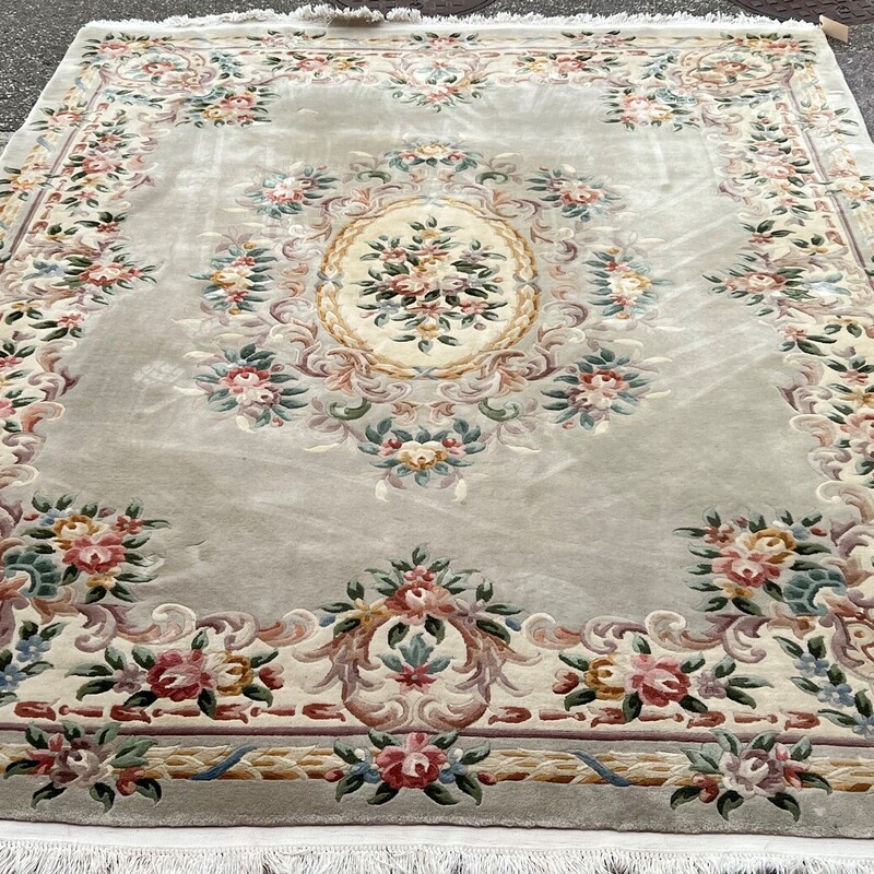 Chinese Carved Rug, Floral, 8 X 10