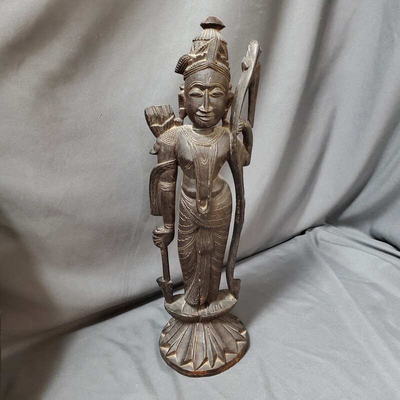 Hnd Crvd Rama Statue, Rosewd, Size: 17H