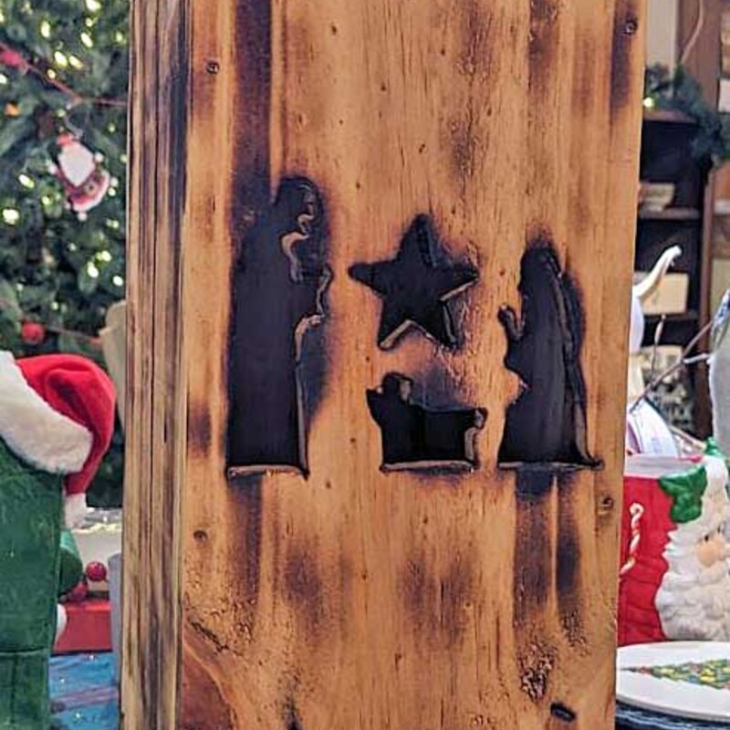 Handmade Wooden Nativity Candleholder
16 In Tall x 6 In x 7 In