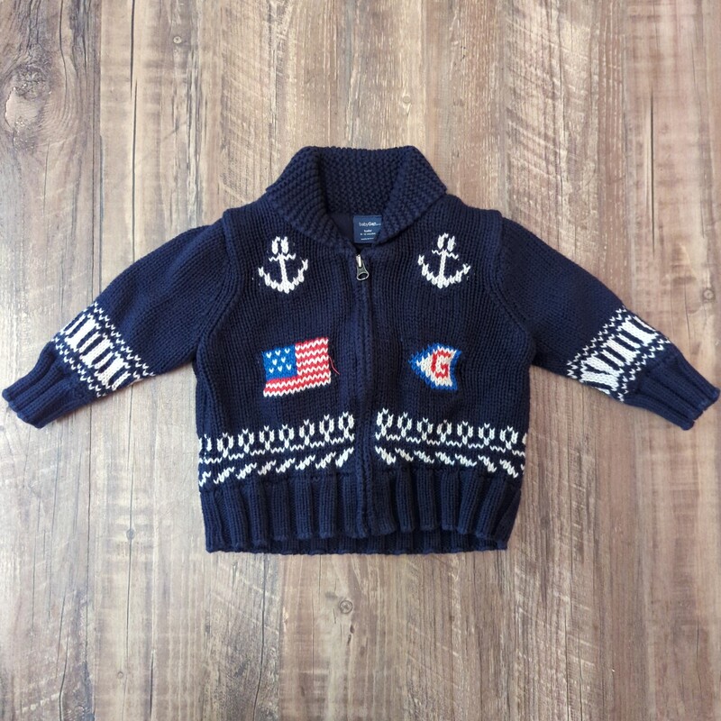 Gap Lined Zip Sweater, Navy, Size: Baby 6-12M