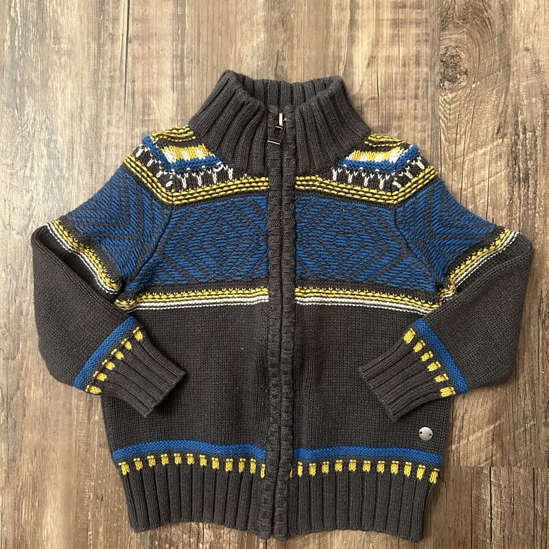 Espirit Full Zip Sweater, Charcoal, Size: Toddler 2t