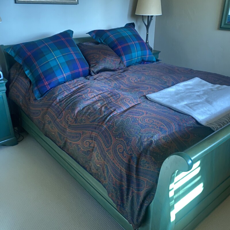 Green Pine Sleigh Bed