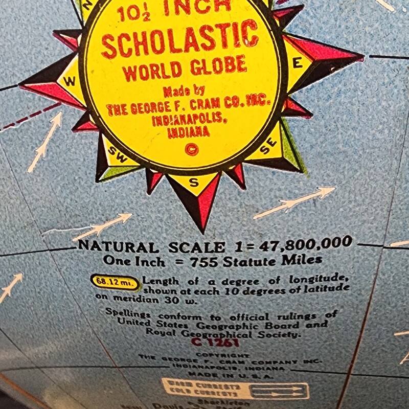 Vtg Globe, 1950-60s, Size: 10.5 In