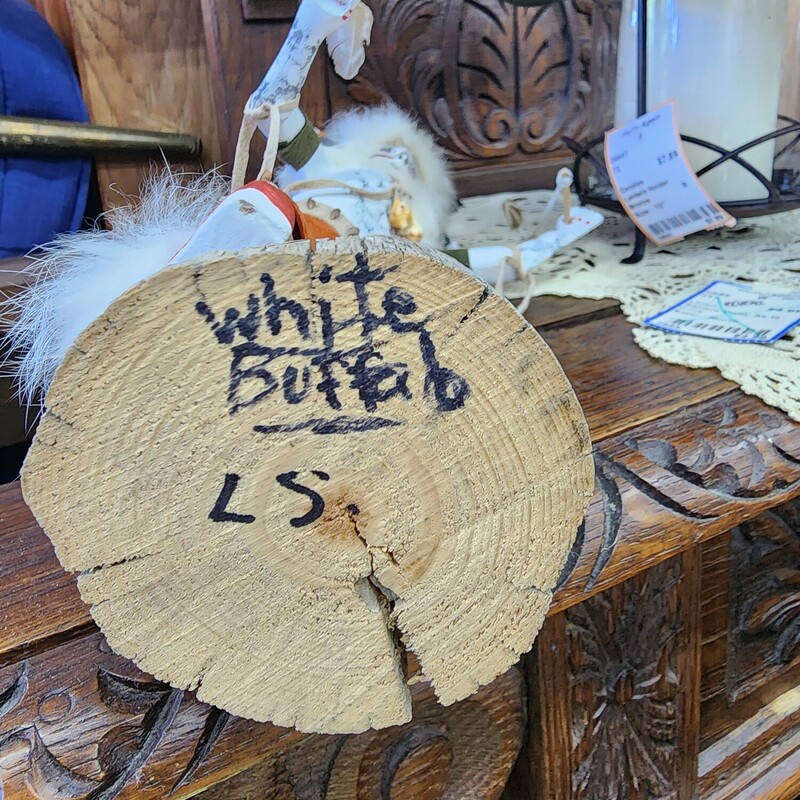 White Buffalo Kachina, Handmade, Signed, 11 in tall