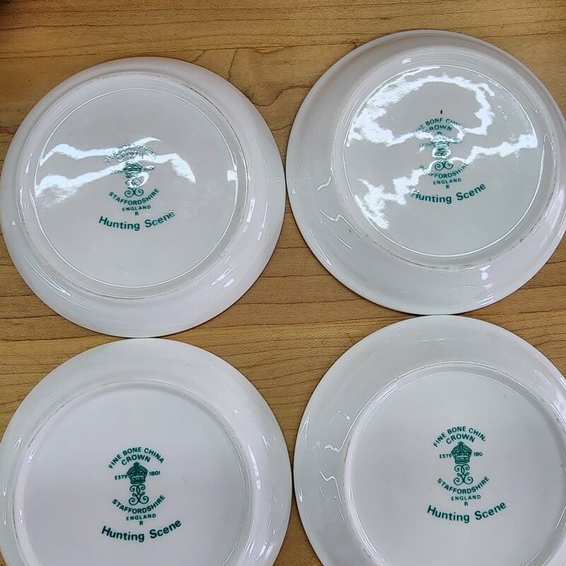 Staffordshire Dishes, Hunting Scene, Size: Set 4 4in