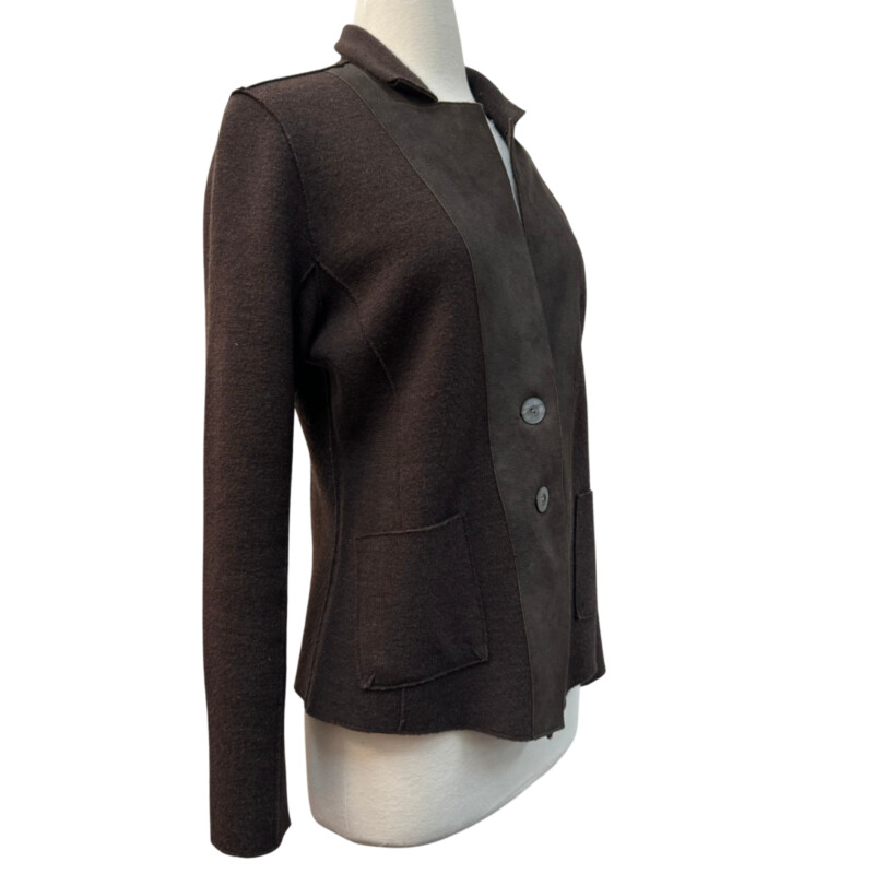 Eileen Fisher Wool and Lambs Leather Jacket<br />
Gorgeous Cocoa Color<br />
Size: Small