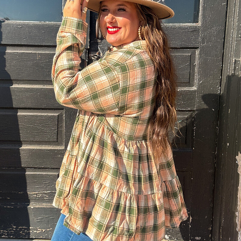 The cutest top for fall! You are sure to steal the show while sporting this beauty!<br />
Available in sizes Small, Medium, and Large.<br />
Madison is wearing a size Large.