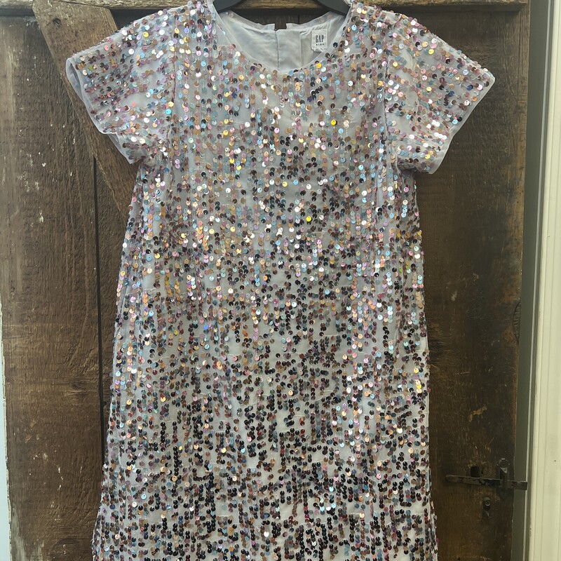 Gap Sequin Shift Dress, Silver, Size: Youth XXL