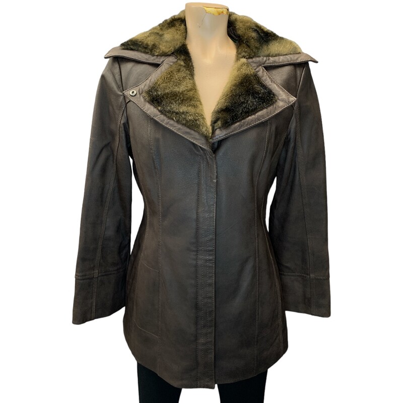 Danier Jacket Leather, Brown, Size: S