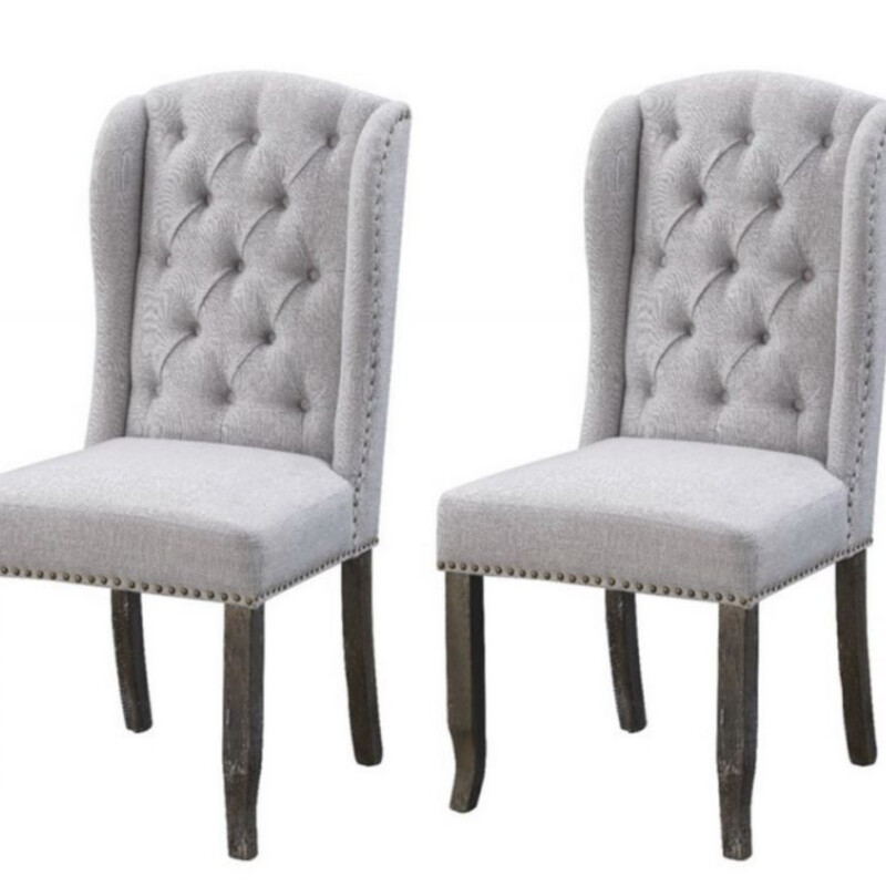 Set of 2 Tufted Armless Dining Chairs
Gray Tufted Linen with Black Legs
Size: 21 x 25 x 42H
NEW Retail $525
Matching Set of 2 Sold Separately