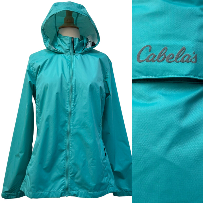 Cabelas Windbreaker
Water Repellant
Packable Hood
Color: Mint
Size: Medium
