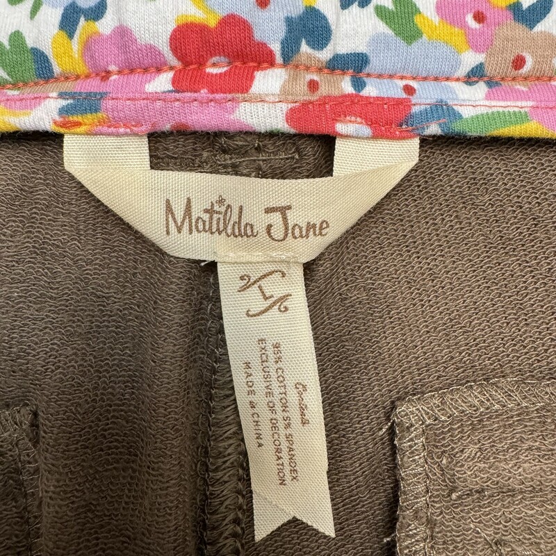 Matila Jane Floral Embroidered Pants<br />
Taupe with a Rainbow of Colors<br />
Size: Large