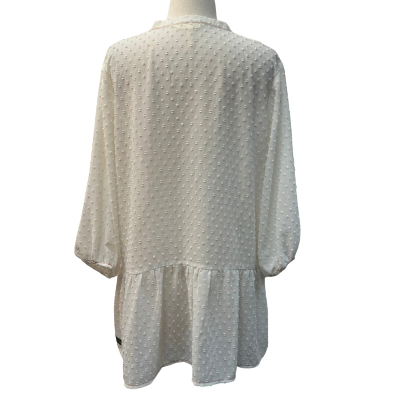 Matilda Jane Sheer Blouse<br />
Swiss Dot Detail<br />
Colors: Ivory and Red<br />
Size: Large
