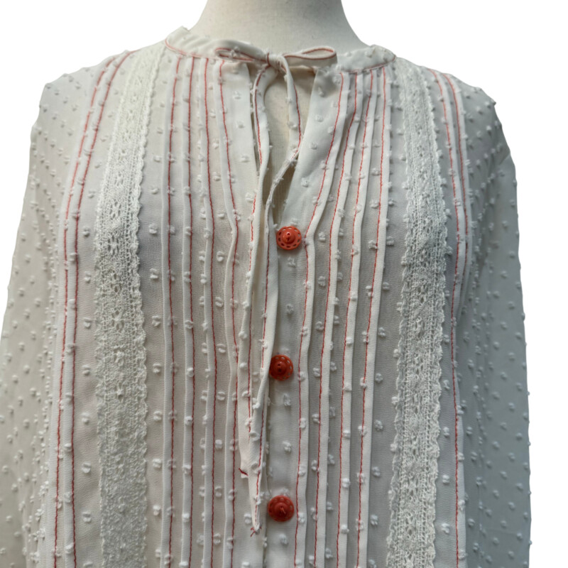 Matilda Jane Sheer Blouse
Swiss Dot Detail
Colors: Ivory and Red
Size: Large