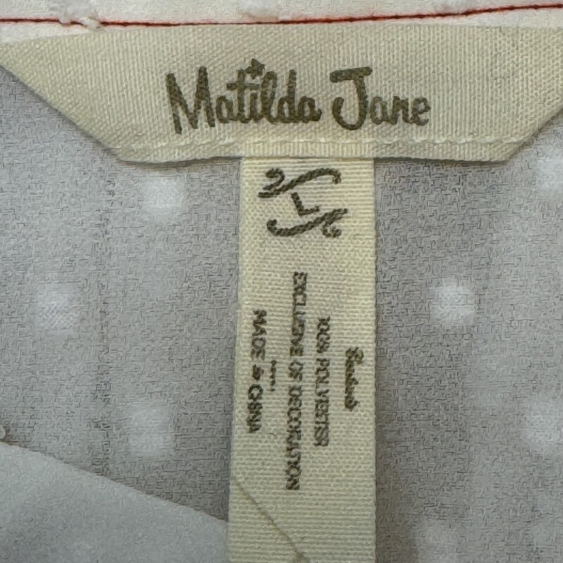 Matilda Jane Sheer Blouse
Swiss Dot Detail
Colors: Ivory and Red
Size: Large