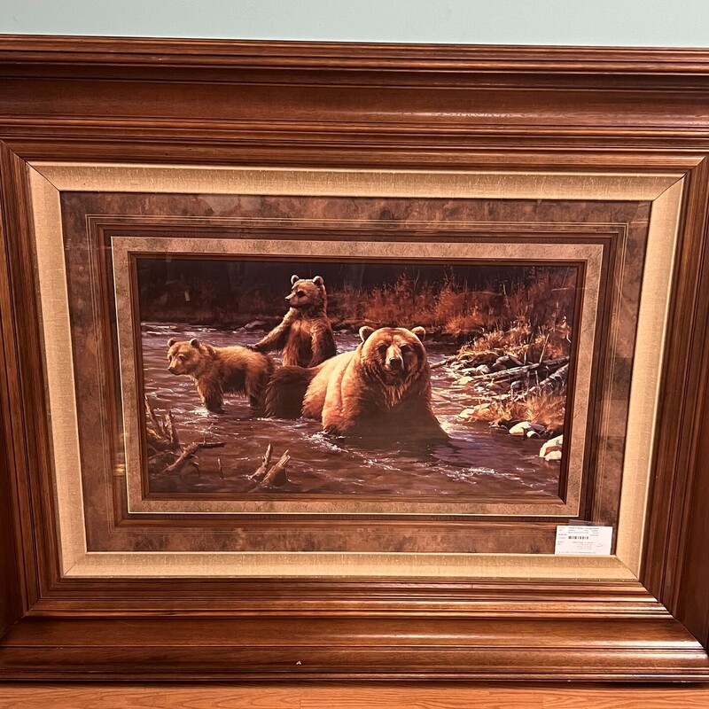 Bears Hunting For Fish, Print, Framed
59in x 46in