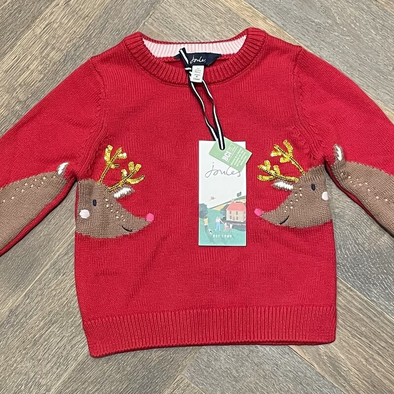 Joules Reindeer Sweater, Red, Size: 2Y
100% Cotton
NEW!