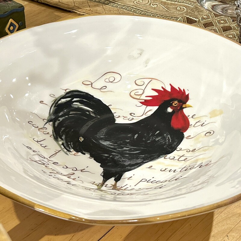 Bowl Ceramic Italy, Rooster, Size: 15x4