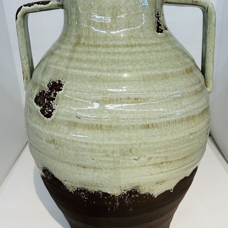 Floor Vase With Handles
Green Brown Size: 12 x 18H