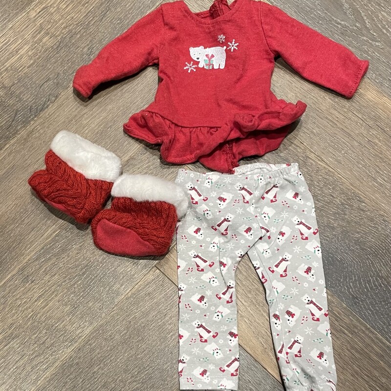 AG Doll Pj Set, Red, Size: 18 Inch