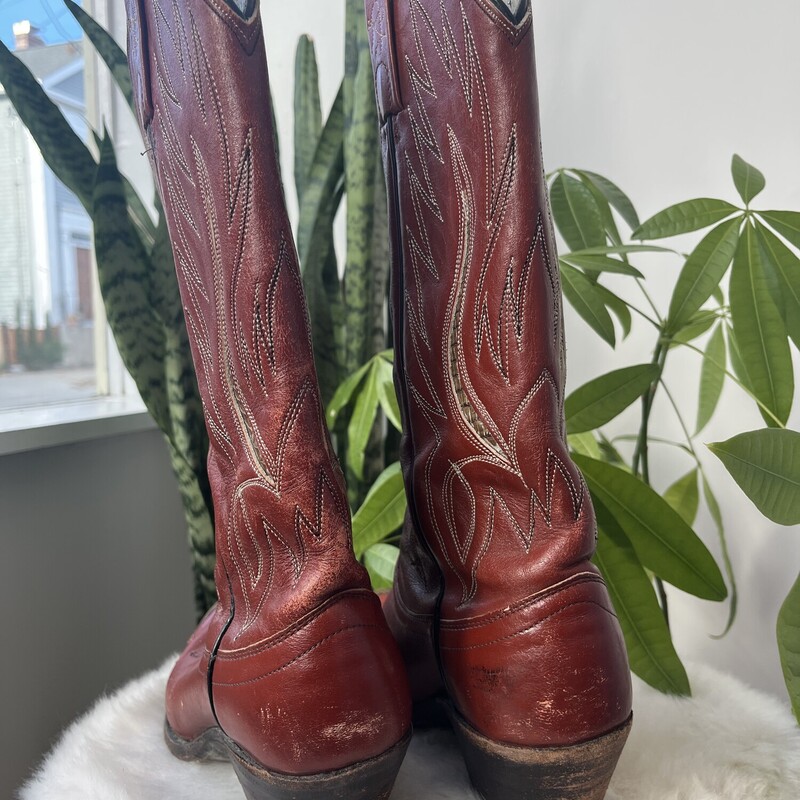 Ralph Lauren Vintage Cowboy Boots, Rust Orange