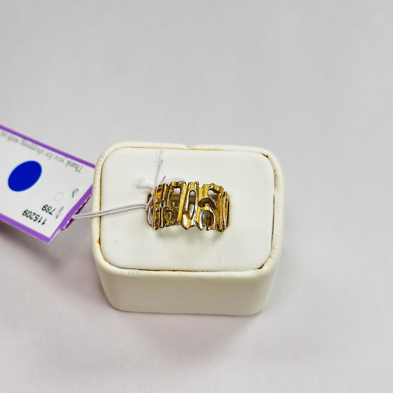 18K Gold & Sterling Silver Brutalist Ring, Artisan
Size: 9