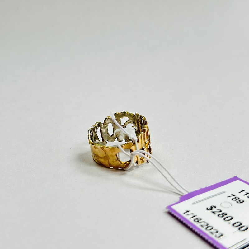 18K Gold & Sterling Silver Brutalist Ring, Artisan<br />
Size: 9