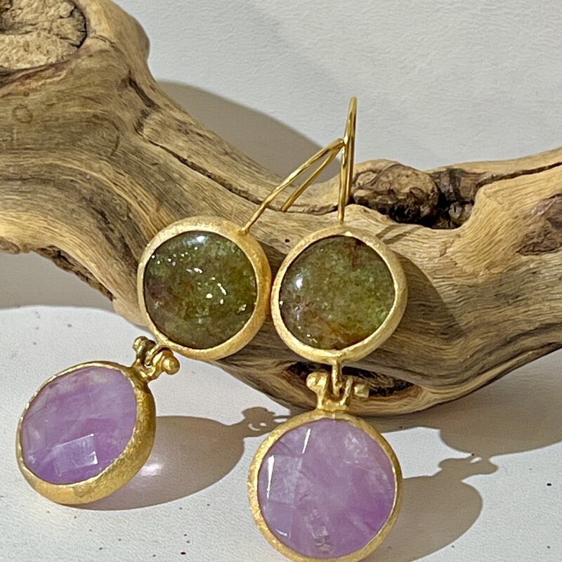 Purple/Green drop earrings