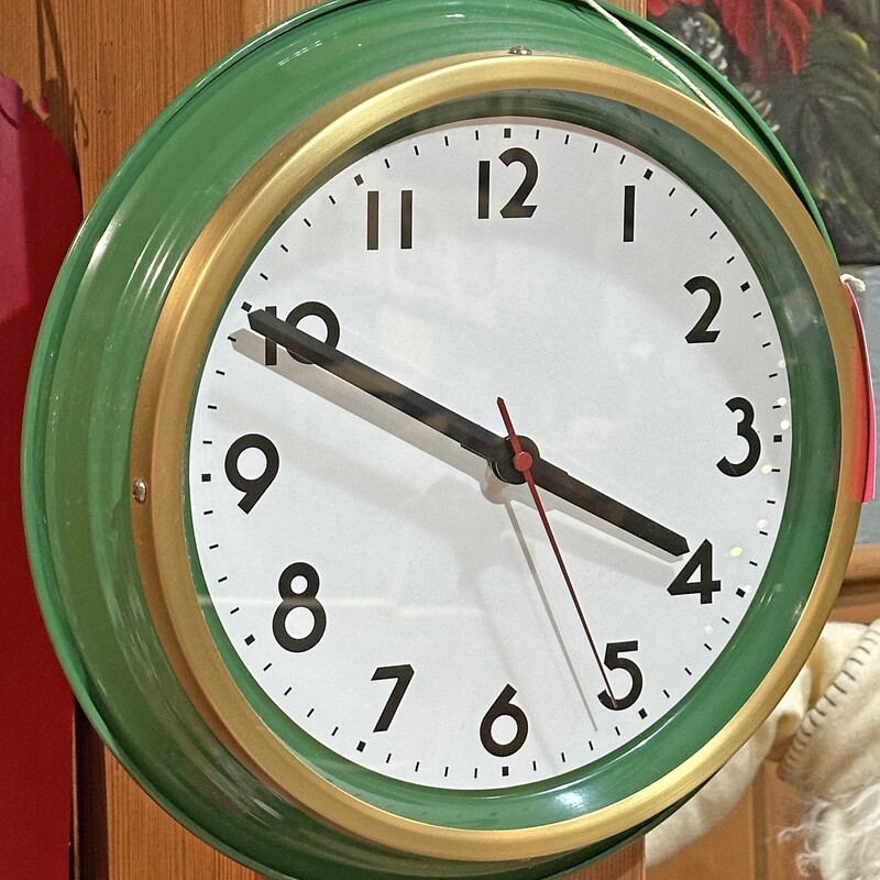 Round Green Metal Clock