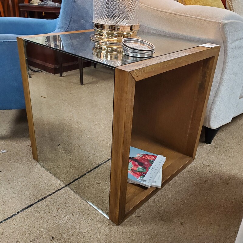 Pair Vtg Mirror End Table