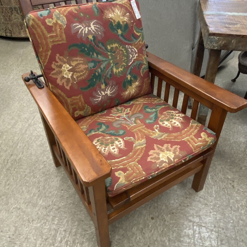 Modern Morris Style Reclining Chair, Mahogany, Size: 26x31x36 Inch