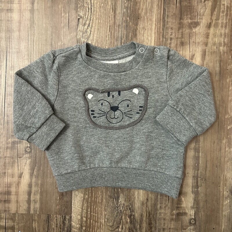 TopoMini Tiger Sweatshirt, Gray, Size: Baby 3-6M