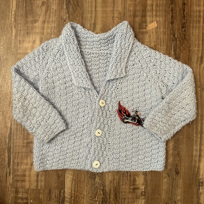 Biker Crochet Cardigan, Babyblue, Size: Baby 24m