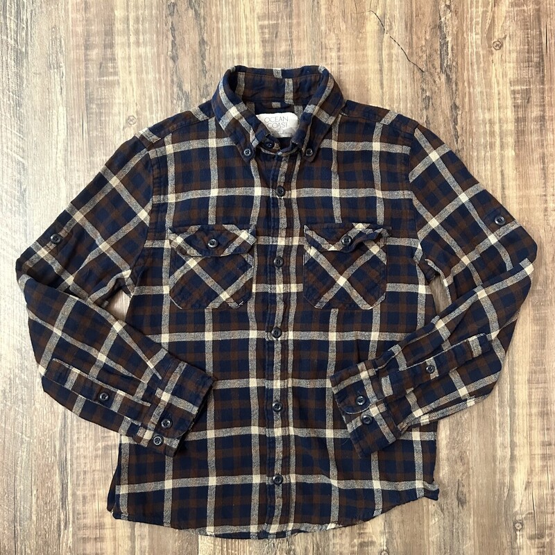 Ocean+Coast Flannel Shirt, Brown, Size: Youth M
