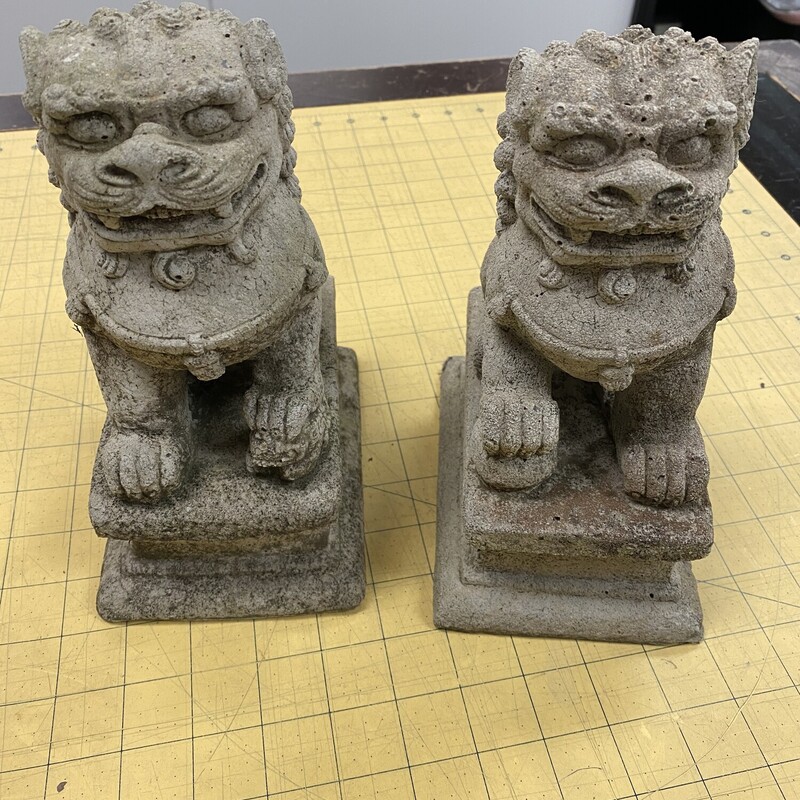 Pair Cement Foo Dogs