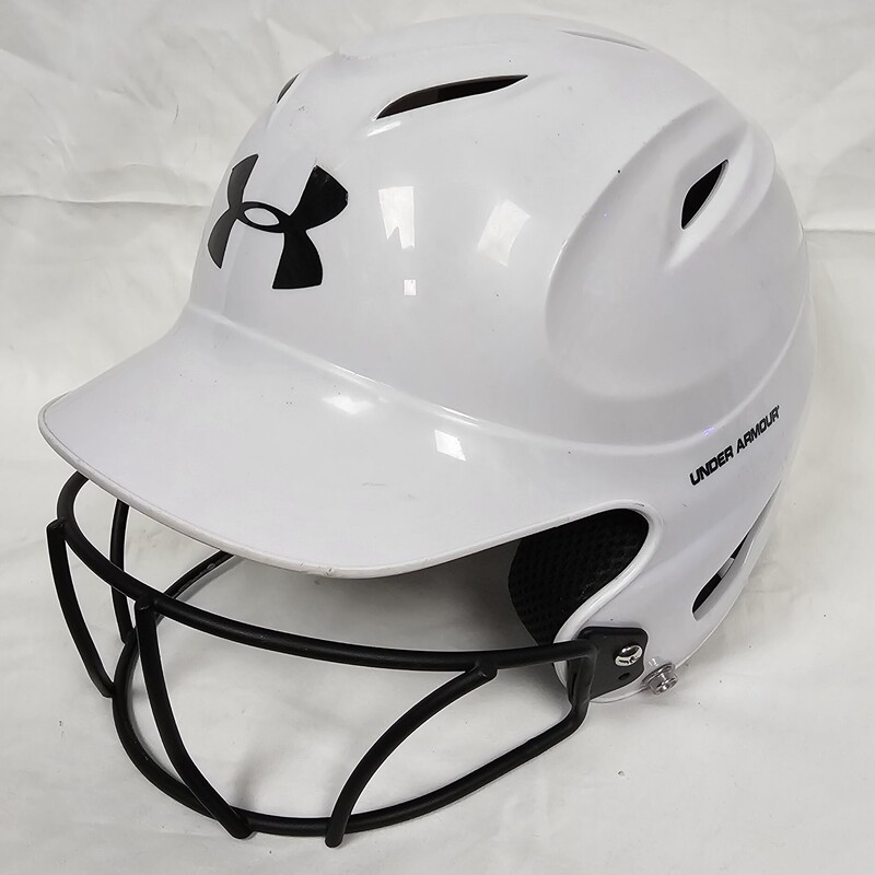 Under Armour BH100 Batting Helmet with Mask, Size: 6.5-7.5, Pre-owned