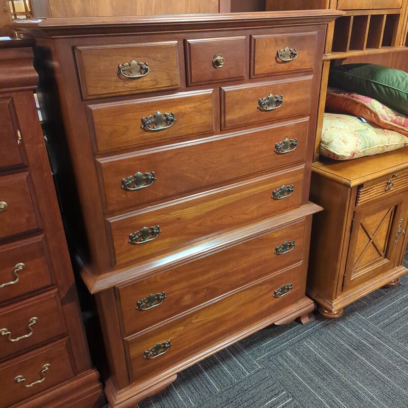 Harden solid cherry chest. 40in wide 21in deep 54in high.