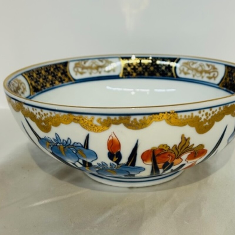 Asian Gold Imari Floral Bowl
Red Blue White Gold Size: 7.5 x 3H