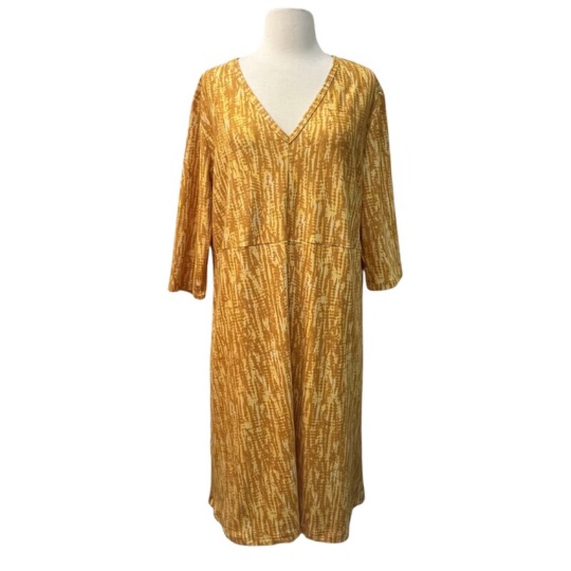 New Nuu Muu GO BE ¾ Sleeve Dress<br />
Yellow and Gold<br />
Size: 2X