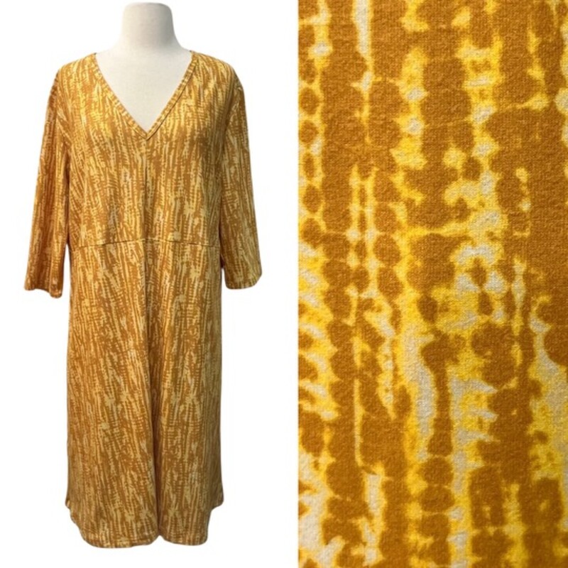 New Nuu Muu GO BE ¾ Sleeve Dress
Yellow and Gold
Size: 2X