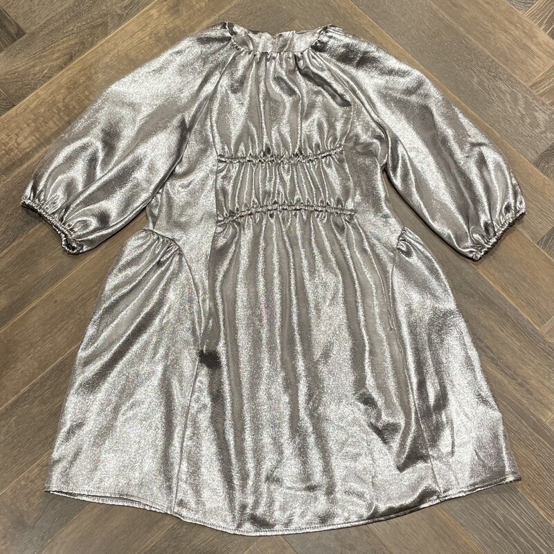 Zara Metallic Dress, Silver, Size: 10-12Y